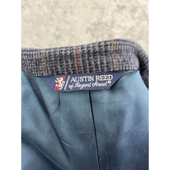 Vintage Austin Reed Blazer Mens 44R Gray Plaid Tweed Wool Houndstooth USA Made - Picture 10 of 14